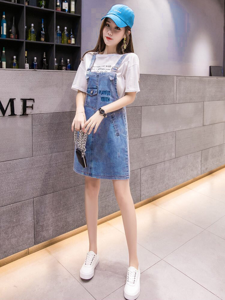 ĐẦM JEAN YẾM 2 DÂY PHỐI TÚI - NY801